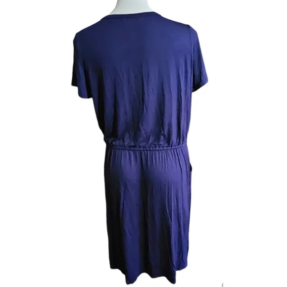 Short sleeve T-shirt dress with waist tie Navy Size XL - Picture 2 of 10